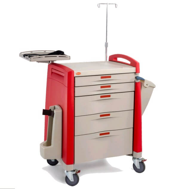 [RP-EQ-CAR-01804] CARRO DE EMERGENCIA PARA DESFRIBILADOR ROJO  CON GRIS CON TAPA PLASTICA PARA RCP (SIN EQUIPAR) MARCA LUXURY MODELO SKRO58-ET