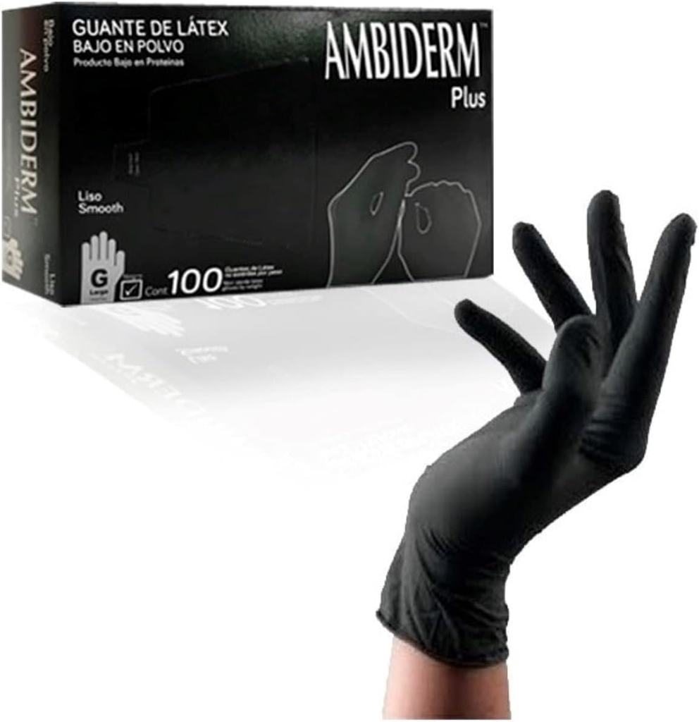 [AM-IN-JER-01829] GUANTE AMBIDERM LATEX PLUS NEGRO TAMAÑO GRANDE