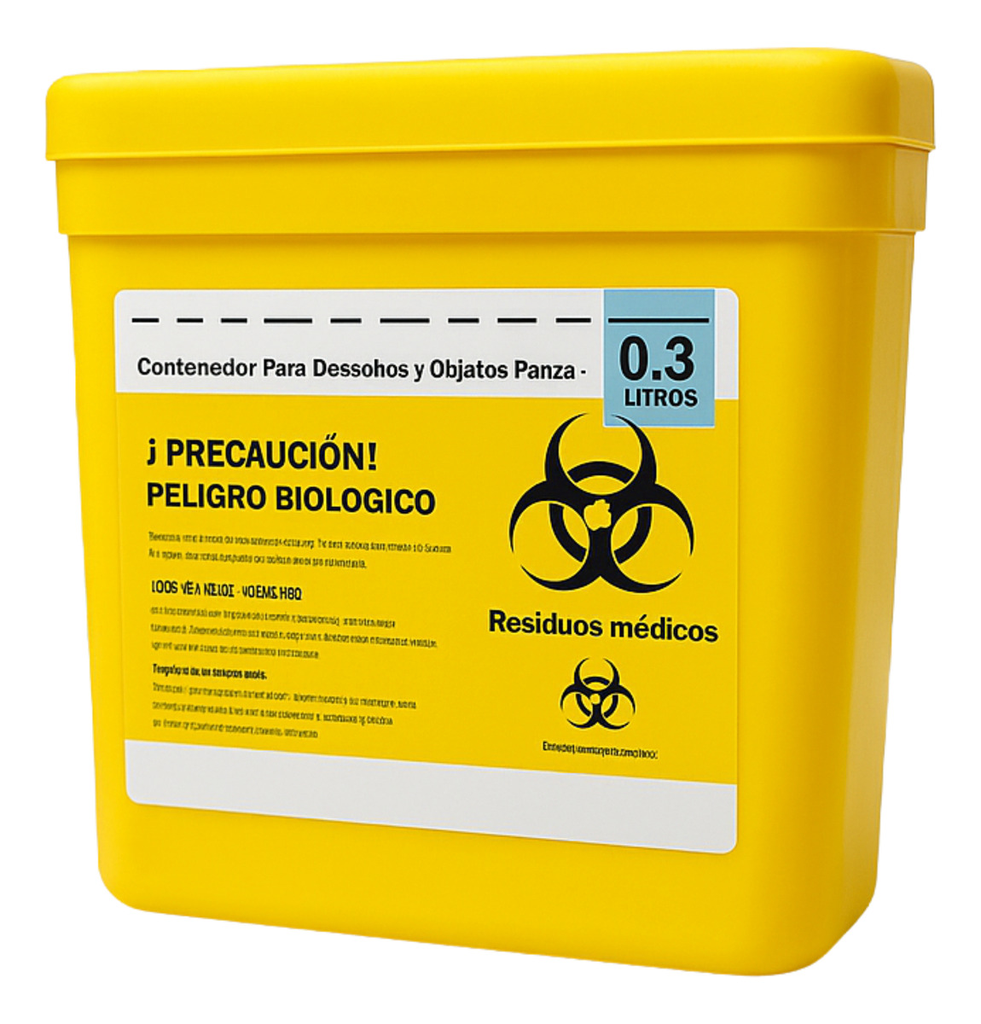 [IC-RE-BOT-2074] BOTE AMARILLO PARA DESECHOS   PUNZOCORTANTES (IMPORTADO ) ,                                 MEDIDA 0.3L      MASTER DE  200 PIEZAS
