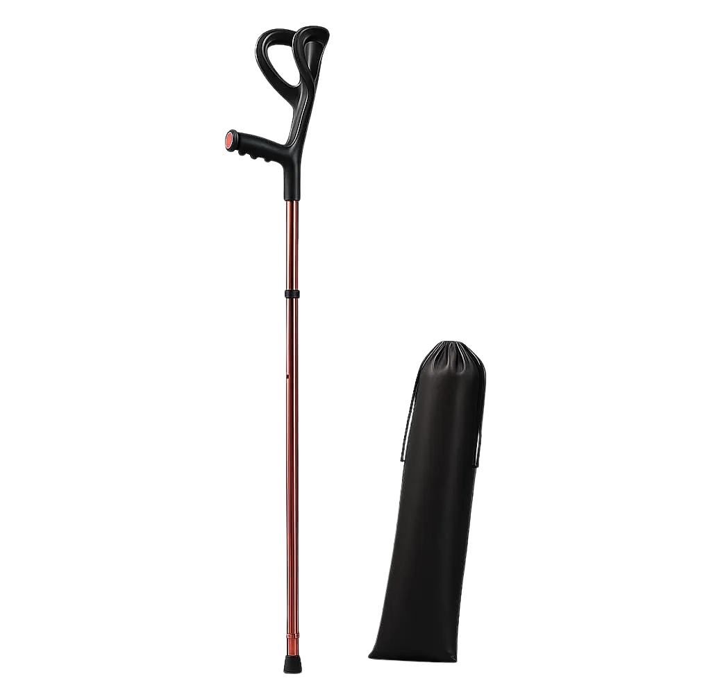 [IC-RE-MUL-2077] MULETA CANADIENSE AJUSTABLE     PLEGABLE COLOR BRONZE CON  BOLSA DE   GUARDADO