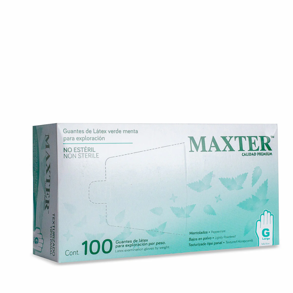 GUANTES DE LATEX NO ESTERIL MAXTER MENTOLADO CAJA C/100 AMBIDERM (CHICO)