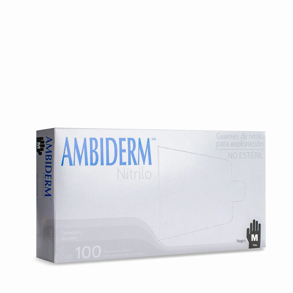 GUANTES SINTETICO NITRILO CAJA C/100 AMBIDERM (NEGRO, CHICO)