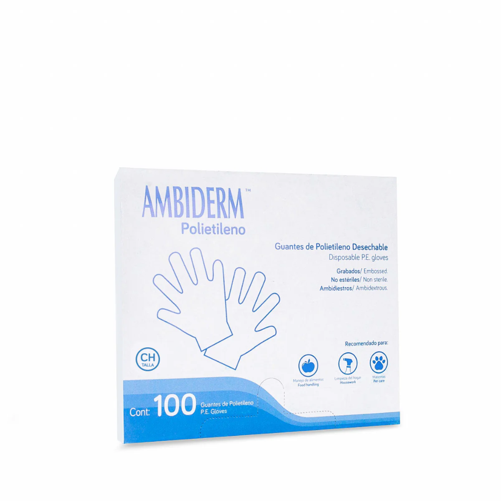 GUANTES SINTETICO POLIETILENO CAJA C/100 AMBIDERM (CHICO)