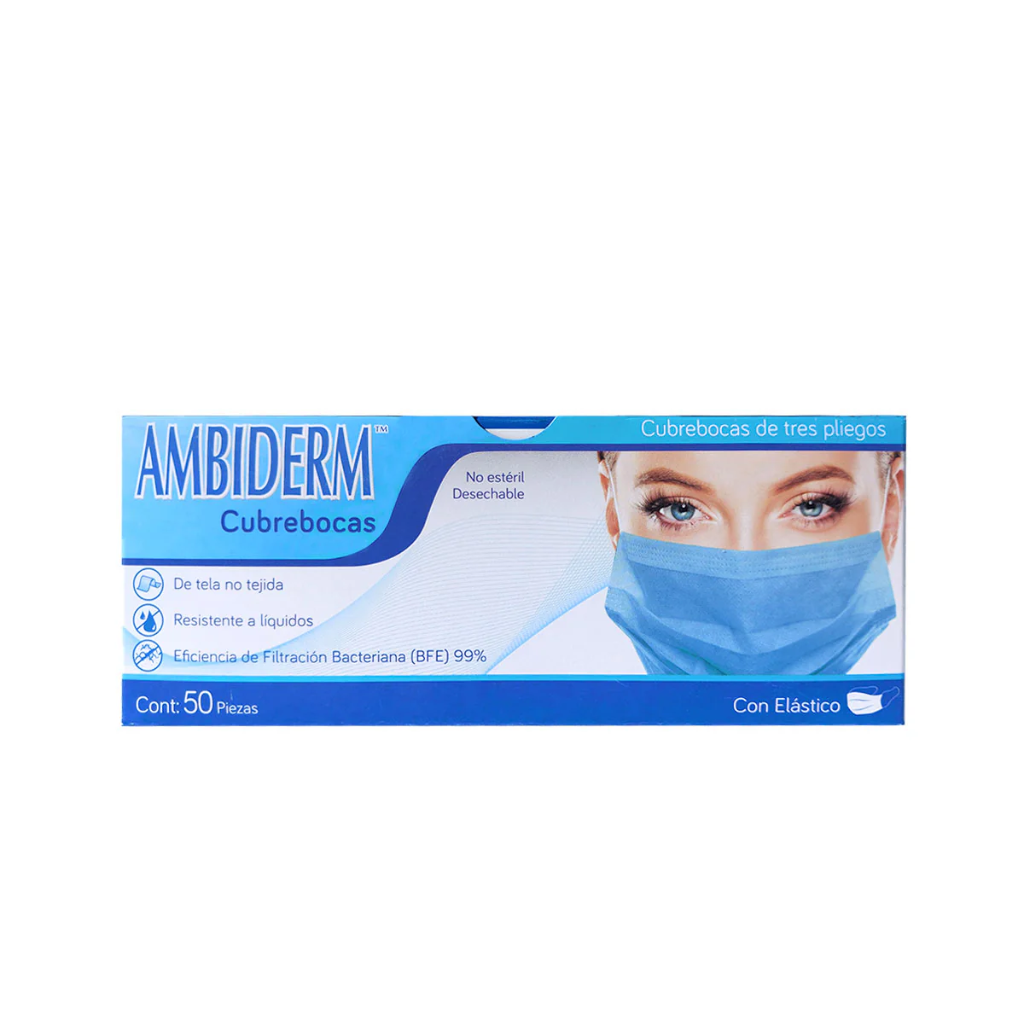 CUBREBOCAS ADULTO CAJA C/50 AMBIDERM (BLANCO)