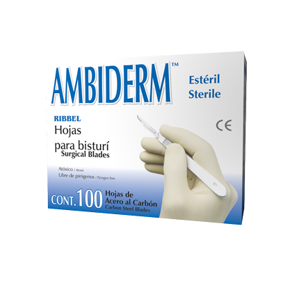 BISTURI ACERO AL CARBON AMBIDERM CAJA C/100