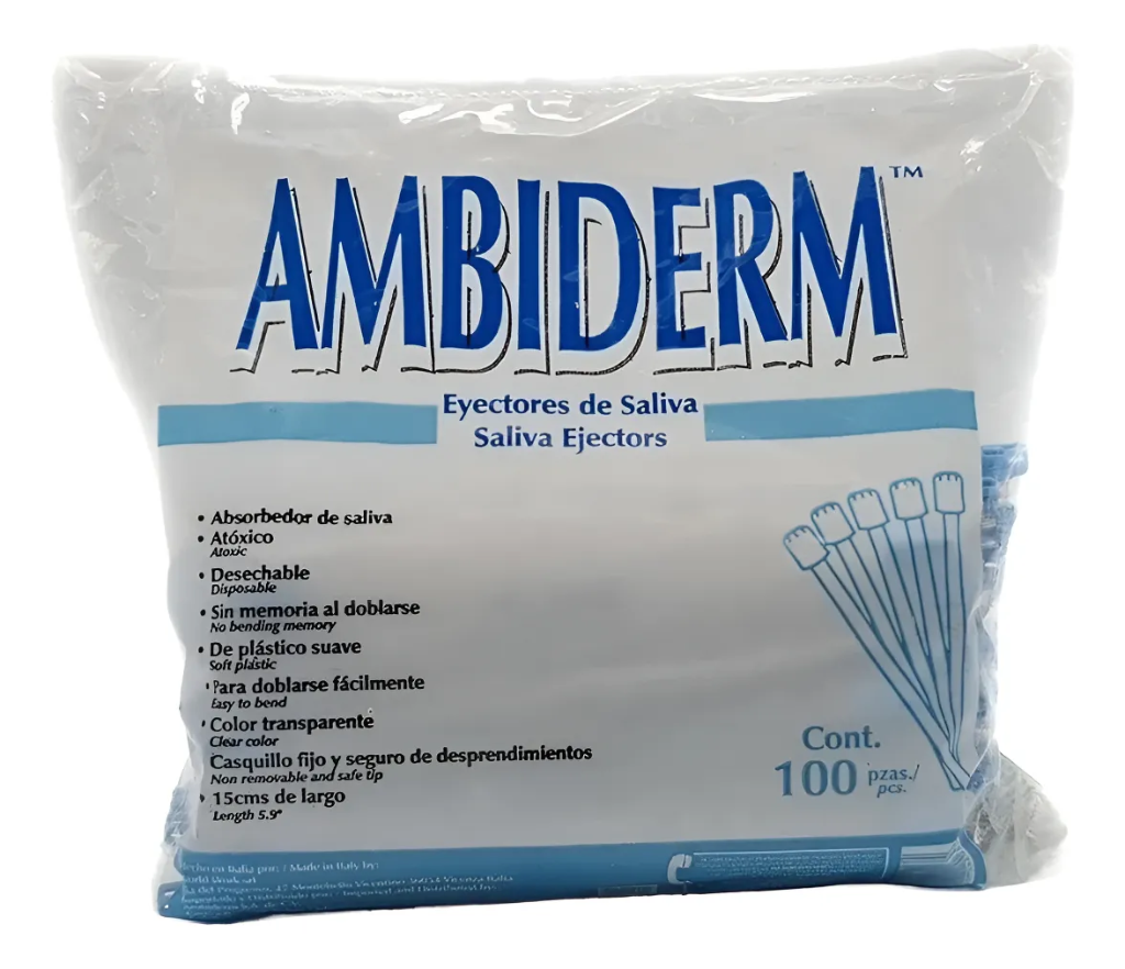 EYECTOR DE SALIVA BOLSA C/100 PIEZAS AMBIDERM