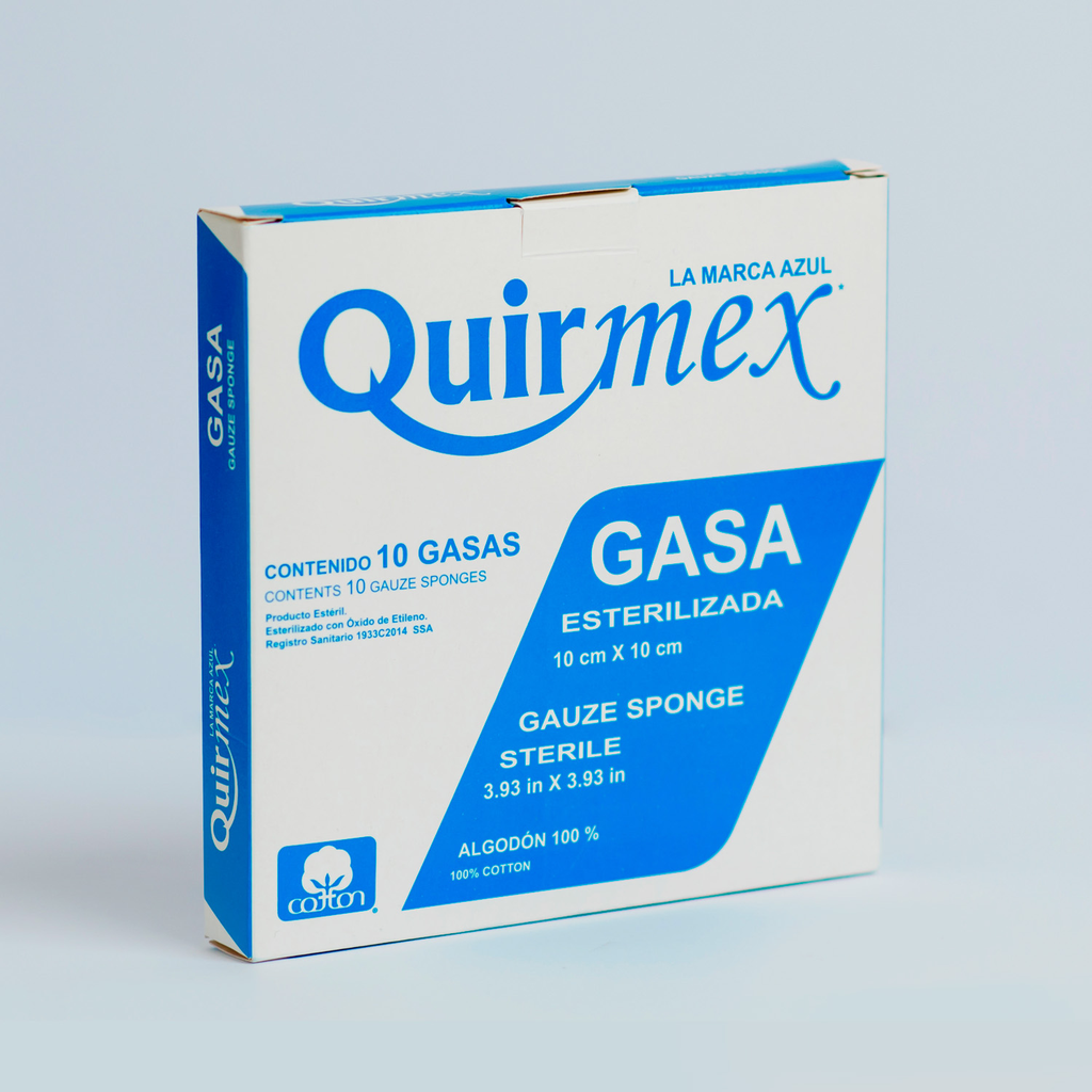 GASA SIMPLE ESTÉRIL 10X10cm Caja con 10 pzas QUIRMEX